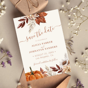 Herbst boho botanische Terrakotta Hochzeit Save The Date