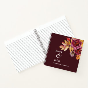 Herbst Boho Burgundy Rose Gästebuch Notizbuch