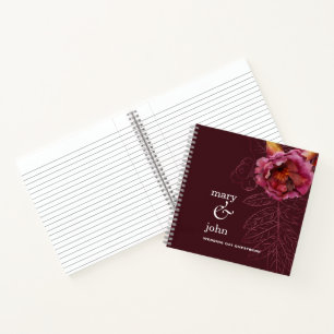 Herbst Boho Burgundy Rose Tracery Gästebuch Notizbuch