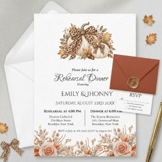 Herbst Boho Floral Kürbis Bogen Probeessen Einladu Einladung