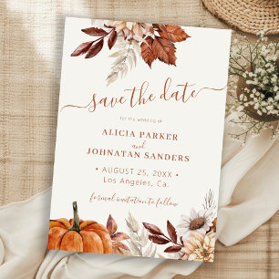 Herbst boho Laub Terrakotta Hochzeit Save The Date