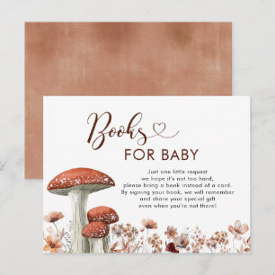 Herbst Boho Pilz Blumen Bücher für Baby Einladungspostkarte
