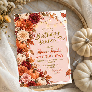 Herbst Boho Rustikale Geburtstags-Brunch-Einladung Einladung