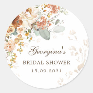 Herbst-Boho-Terrakotta-Blumengarten-Brautdusche Runder Aufkleber