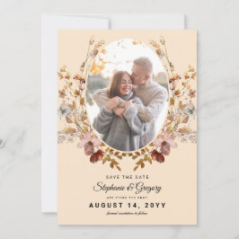 Herbst-Boho-Wildblume-Foto Hochzeit speichern das Save The Date