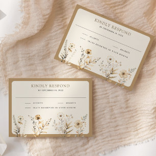 Herbst Boho Wildblumen-Hochzeit RSVP Karte