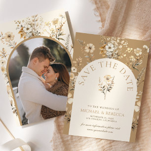Herbst Boho Wildblumen Hochzeitsfoto Save The Date