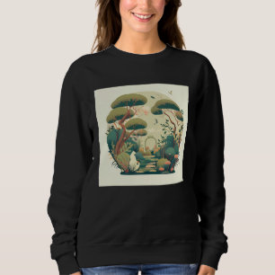 Herbst-Bonsai-Bäume-Garten-Schrein-Teich Japanisch Sweatshirt