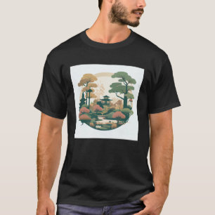 Herbst-Bonsai-Bäume-Garten-Schrein-Teich Japanisch T-Shirt