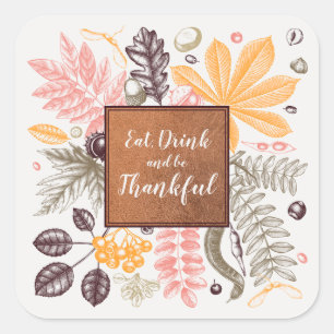 Herbst Botanicals zum Thanksgiving Quadratischer Aufkleber