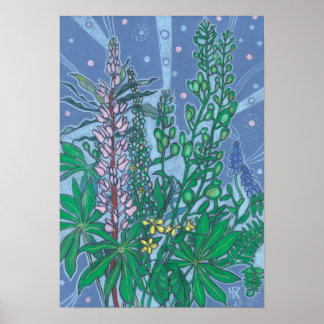Herbst Bouquet Bluebonnet Wildblume Blumenskizze Poster