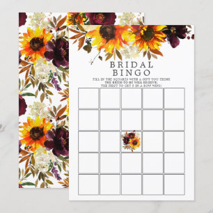 Herbst Bouquet Sonnenblumen Floral Bingo Spiel Einladung