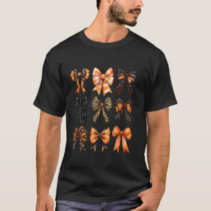 Herbst Bows Coquette Giro Fall Orange Kariert Schw T-Shirt