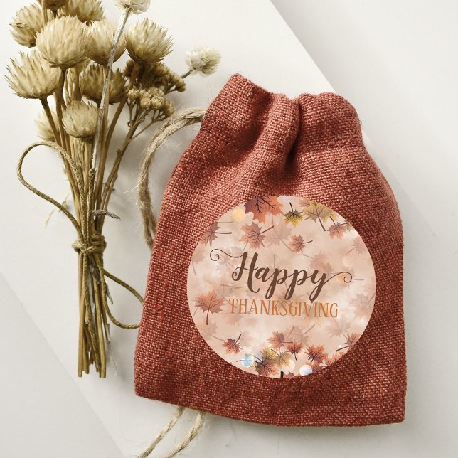 Herbst braune Blätter glücklich Erntedankfest Runder Aufkleber (Von Creator hochgeladen)