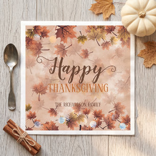 Herbst braune Blätter glücklich Erntedankfest Serviette