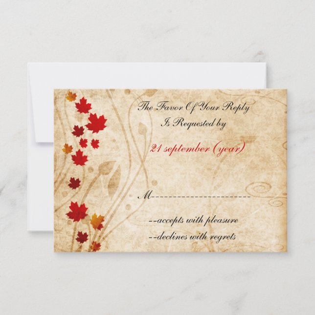 Herbst braune Hochzeitkarten RSVP Karte (Vorderseite)