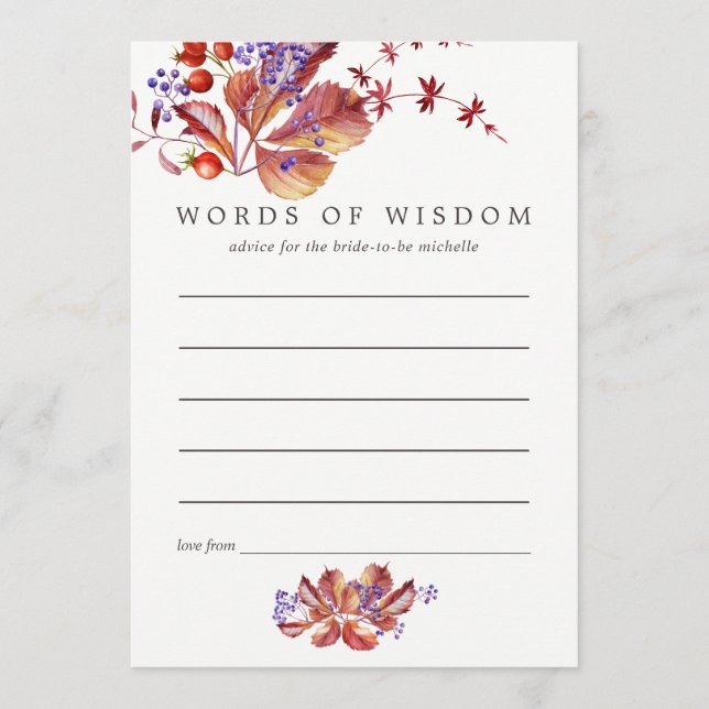 Herbst - Brautparty für Herbst Hinweiskarte (Vorderseite)