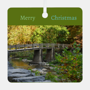 Herbst-Brücken-Wasserlandschaft Metall-Ornament Ornament Aus Metall
