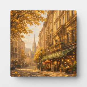 Herbst Buch & Café Straße Cozy Europäische Gasse  Fotoplatte