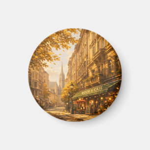 Herbst Buch & Café Straße Cozy Europäische Gasse Magnet
