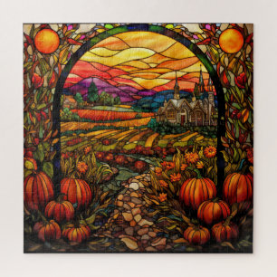 Herbst-Buntglas-Puzzle Puzzle