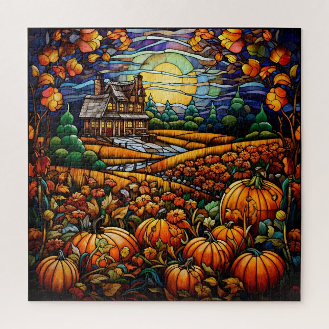 Herbst-Buntglas-Puzzle Puzzle (Vertikal)