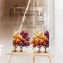 Herbst Burgund Bäume Hochzeit Willkommen