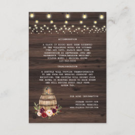 Herbst Burgund Blumenwein Details zur Hochzeit Begleitkarte