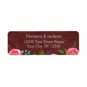 Herbst-Burgund-Floral-Hochzeit-Rücksendeadresse
