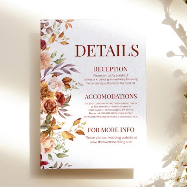 Herbst - Burgund Orange Blume Details Begleitkarte (Von Creator hochgeladen)