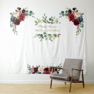 Herbst Burgund Rosa Florale Brautparty Dekoration Wandteppich