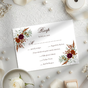 Herbst Burgund & verbrannte orangefarbene rustikal RSVP Karte