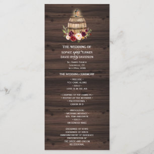 Herbst Burgund Wein Barrel Floral Wedding Programm