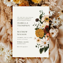 Herbst Burgund Wildblumen Boho Hochzeit Einladung