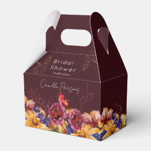 Herbst-Burgunder-Aquarell-Blumen-Brautdusche Geschenkschachtel