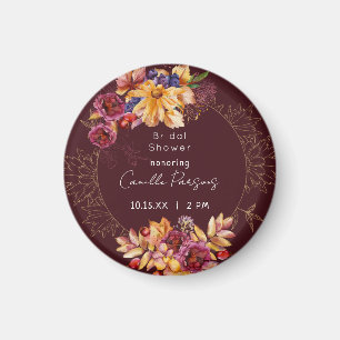 Herbst Burgunder Moody Watercolor Brautparty Magnet