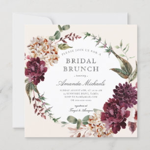 Herbst Burgundy Blumenstrauß Bridal Brunch Dusche Einladung