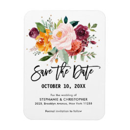 Herbst Burgundy Blush Bloral Blossom Save the Date Magnet