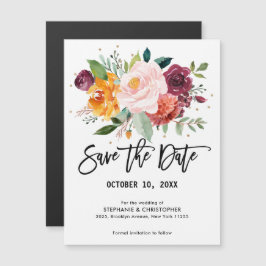 Herbst Burgundy Blush Bloral Blossom Save the Date Magneteinladung