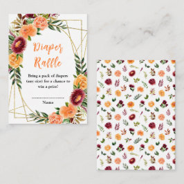 Herbst Burgundy Orange Floral Baby Diaper Raffel Begleitkarte