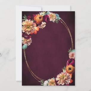 Herbst-Burgundy Rote Orange Blush Bloral Hochzeit Einladung