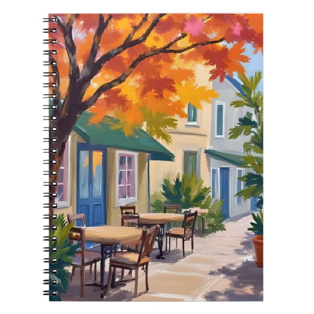 Herbst-Café-Aquarell Herbstlaub Notizblock (Vorderseite)