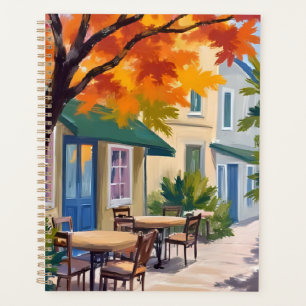Herbst-Café-Aquarell Herbstlaub Planer