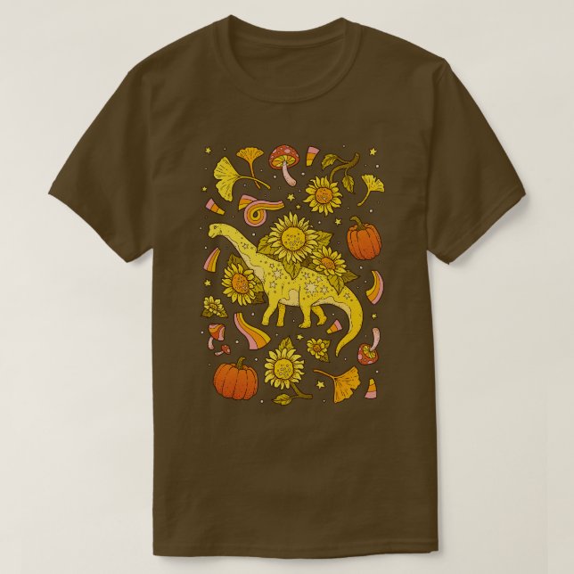Herbst Camarasaurus Fall Dinosaurier Sonnenblumen  T-Shirt (Design vorne)