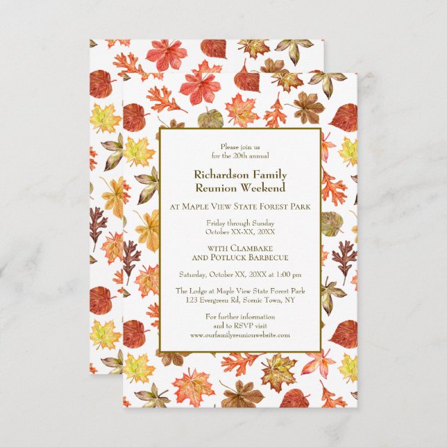 Herbst Camping Family Wiedersehen Jamboree GRILLEN Einladung (Vorne/Hinten)