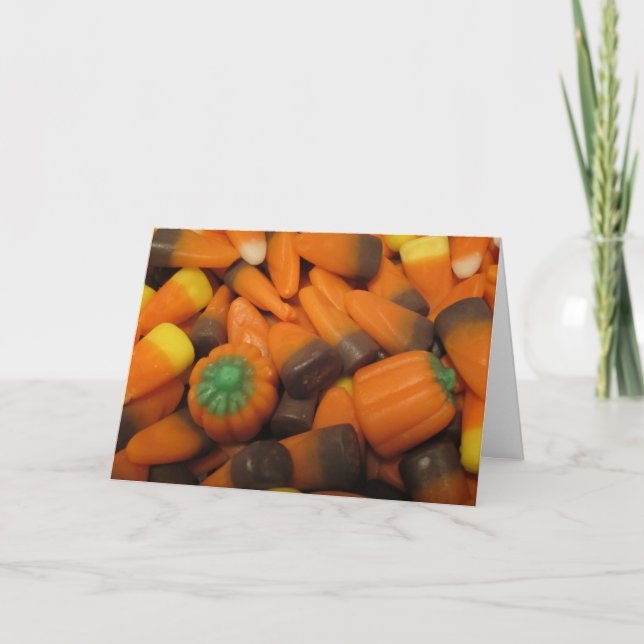 Herbst Candy Corn "Happy Halloween!" Karte (Vorderseite)