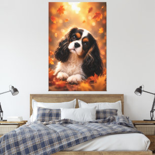 Herbst Cavalier King Charles Spaniel – Süßer Herbs Leinwanddruck