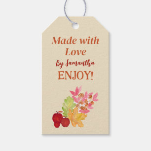 Herbst Check Äpfel Blätter MIT LIEBE GEMACHT Geschenkanhänger