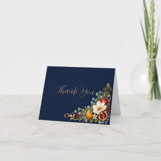 Herbst-Chinoiserie, Granatapfel & Magnolie Dankeskarte
