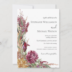 Herbst-Chrysanthemen Aquarell Florale Hochzeit Einladung